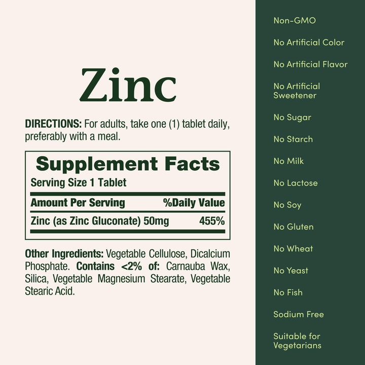 Nature's Bounty Zinc Chelated, 50 mg, 100 Count