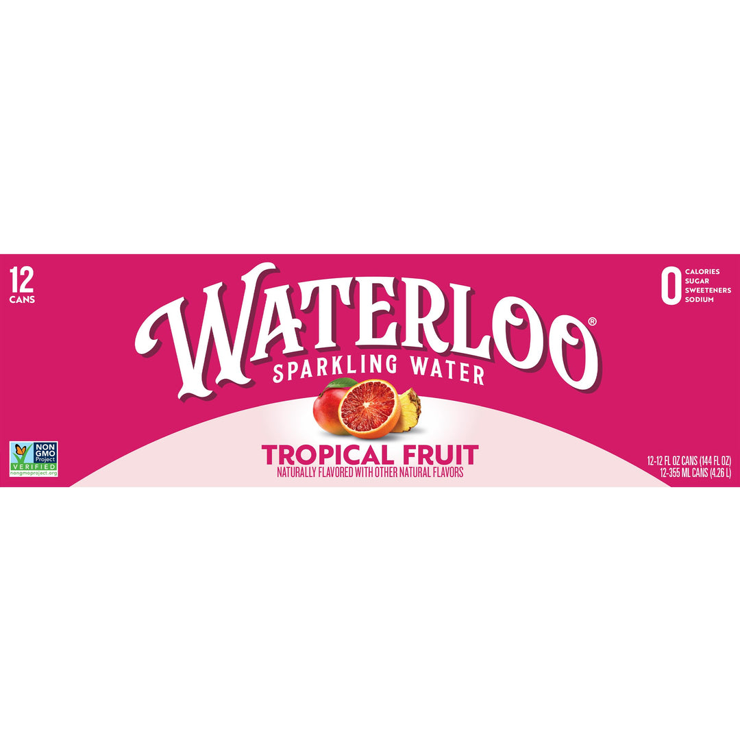 Waterloo Sparkling Water, Tropical Fruit, 12 fl oz, Pack of 12