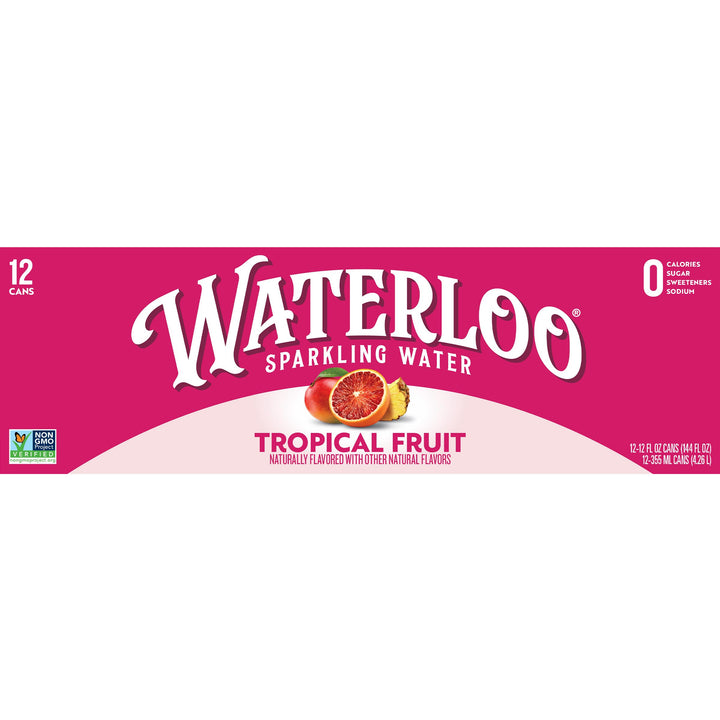 Waterloo Sparkling Water, Tropical Fruit, 12 fl oz, Pack of 12