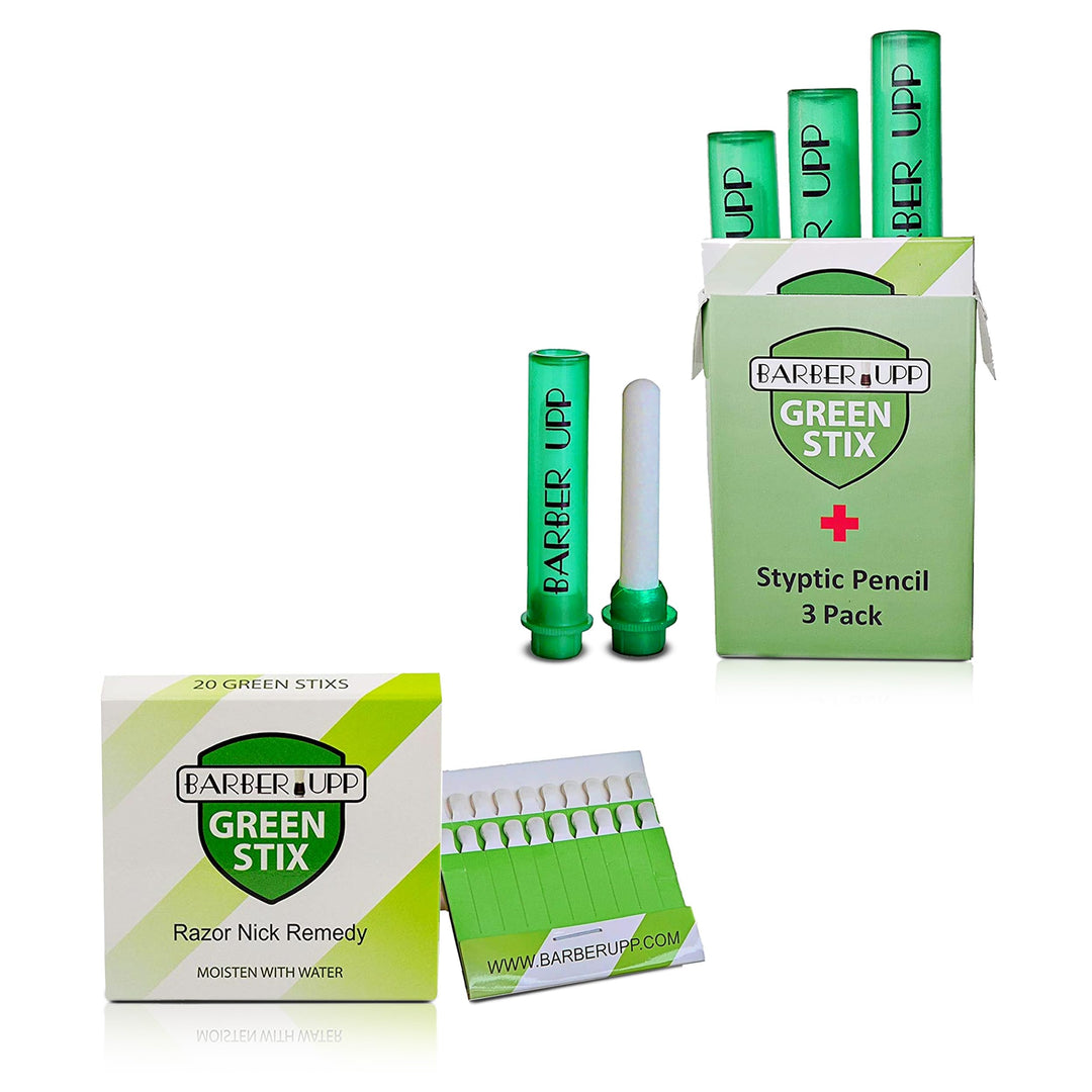 BARBERUPP Green Stix And Styptic Pencil Set, 3 Count, 20 Count