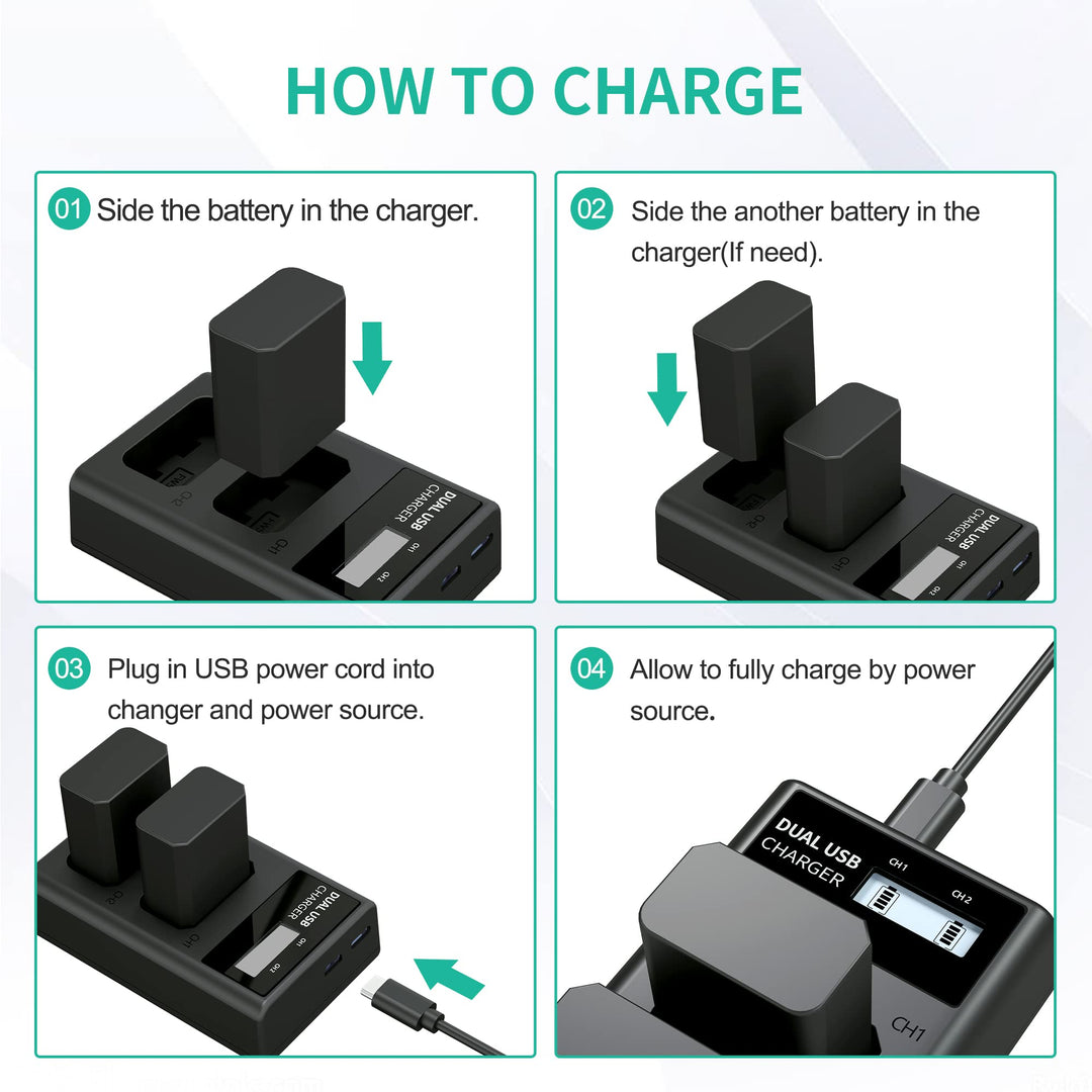 LP NP-FW50 Dual LCD Battery Charger