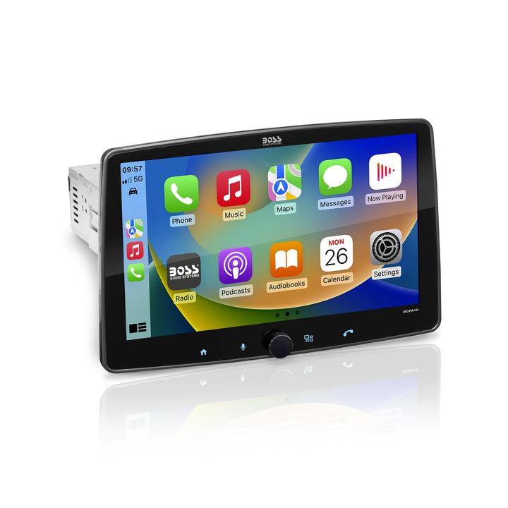 BOSS Audio Systems BCPA10 Single Din Chassis with Detachable 10.1 Inch Capacitive Touchscreen, Apple CarPlay, Android Auto, Bluetooth, No DVD, RGB Illumination, High Resolution FLAC Audio