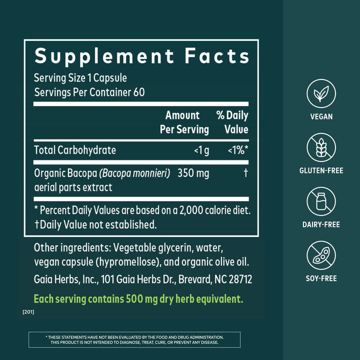 Gaia Herbs Bacopa, 60 Count