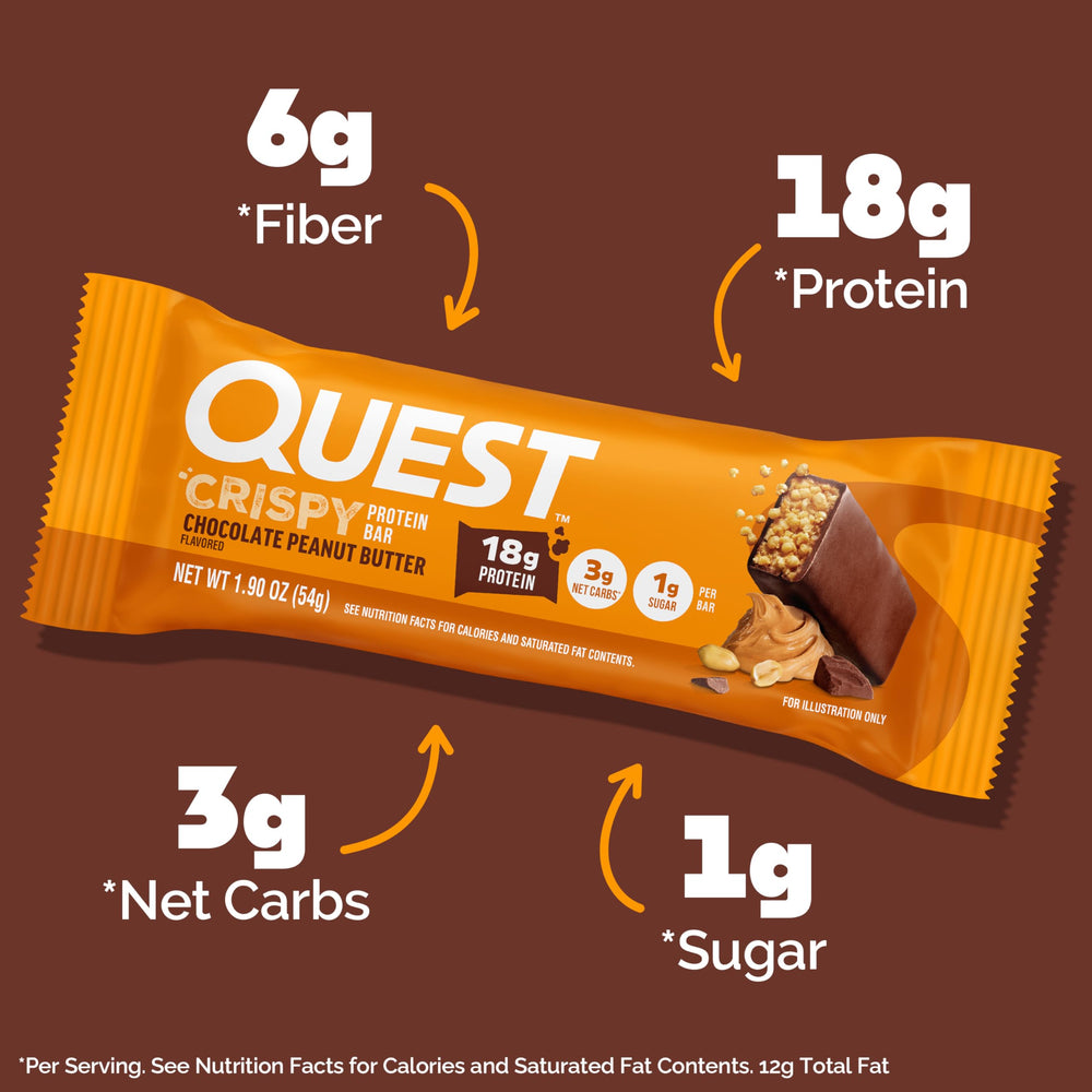 Quest Crispy Protein Bar, Chocolate Peanut Butter, 12 Count