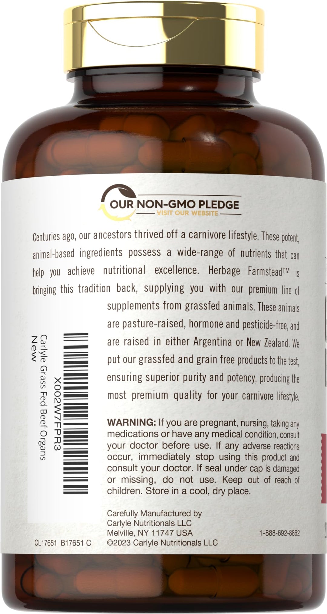 Carlyle Grass Fed Beef Organ Complex, 200 Count