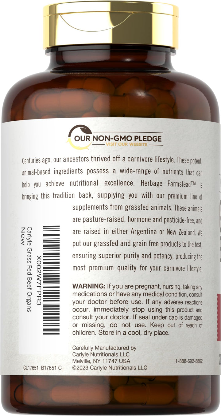 Carlyle Grass Fed Beef Organ Complex, 200 Count