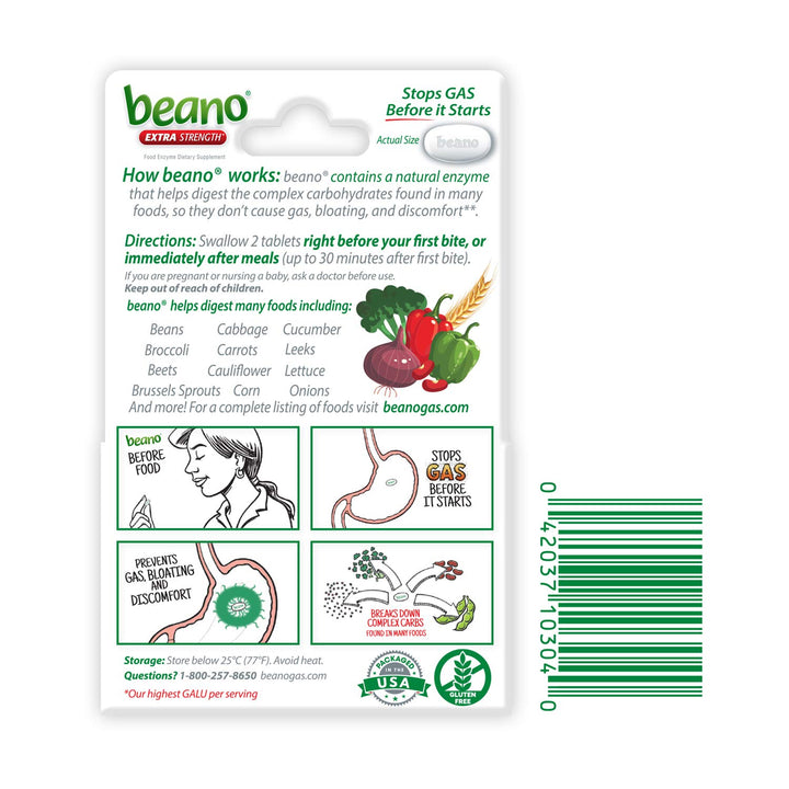 Beano Food Enzyme Dietary Supplement Tablets, 30 Count