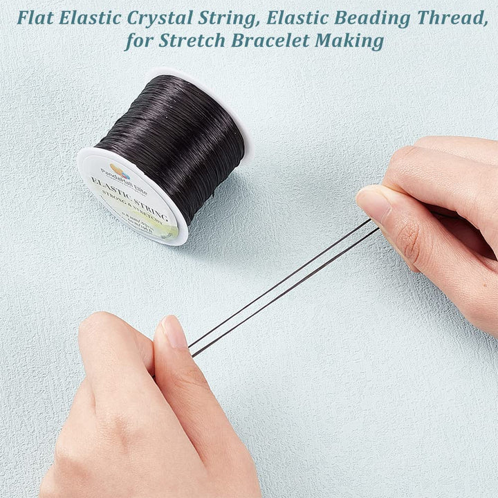 PH PandaHall Elastic Stretch Polyester Thread, Black, 1 Roll
