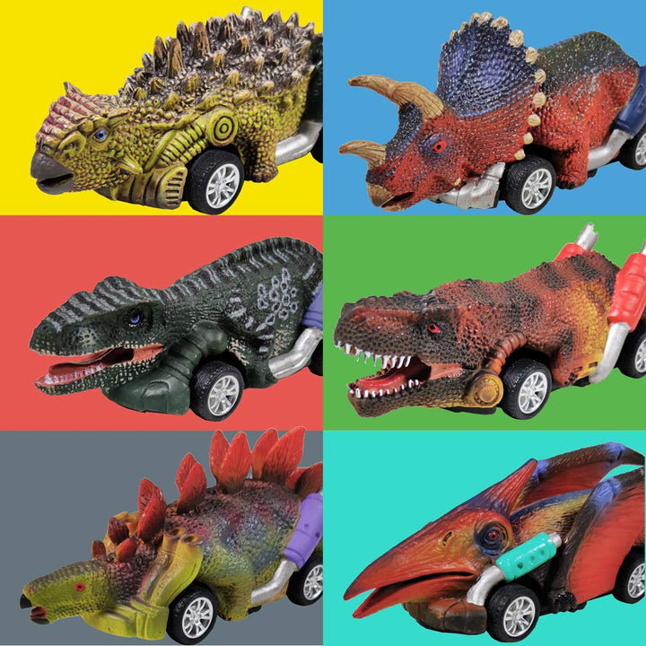 DINOBROS Pull Back Dinosaur Cars, 6 Count
