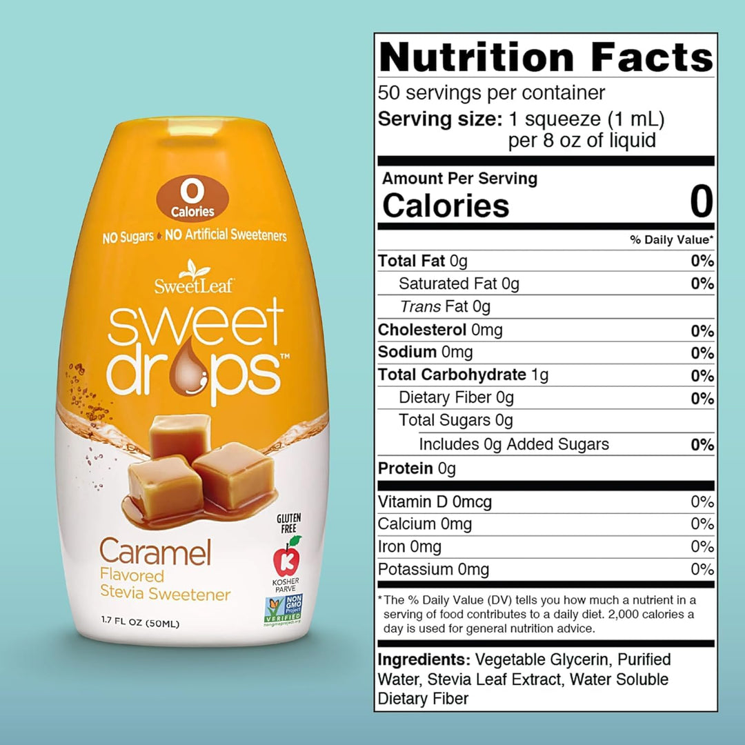 SweetLeaf Stevia Drops Liquid Sweetener, Caramel, 1.7 fl oz