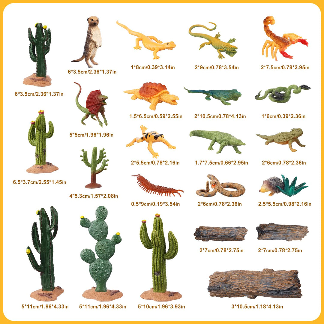 AENIMELY Desert Animal Figurines Set, 23 Count