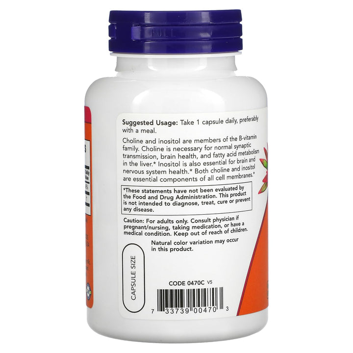 NOW Choline & Inositol, 500 mg, 100 Count
