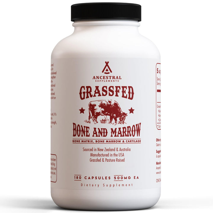 Ancestral Supplements Grass Fed Beef Bone and Marrow Supplement, 180 Count