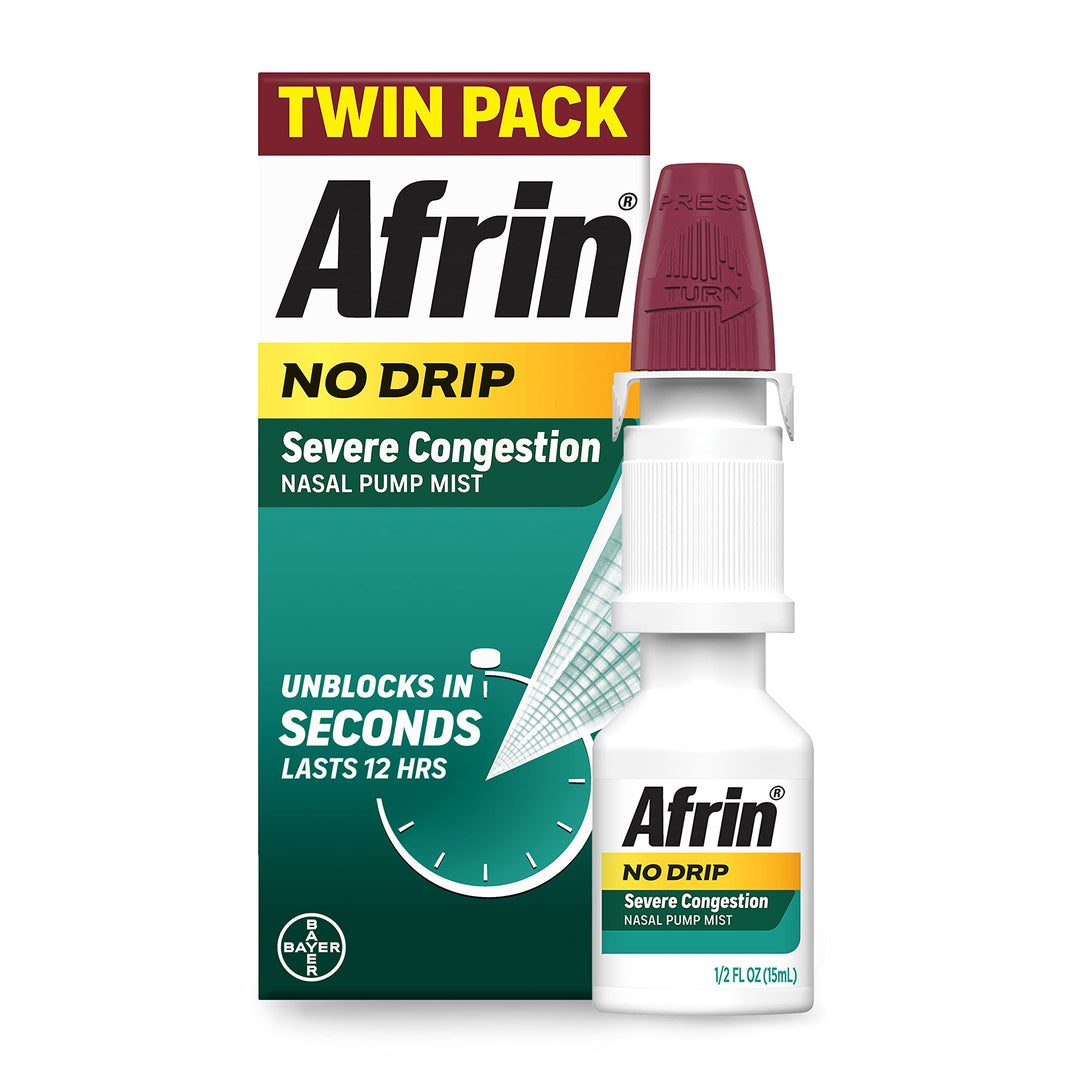 Afrin No Drip Severe Congestion Nasal Spray, 0.5 fl oz, Pack of 2