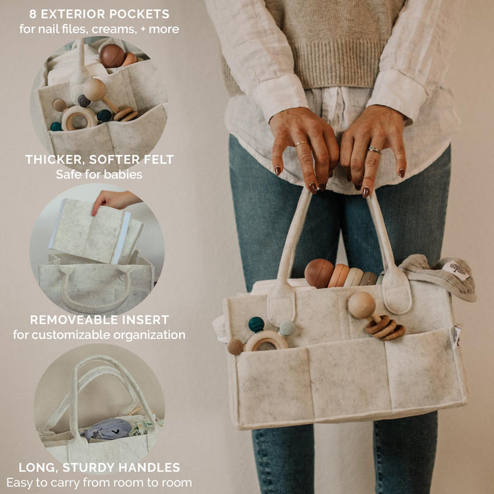 Parker Baby Co. Felt Diaper Caddy Organizer, White