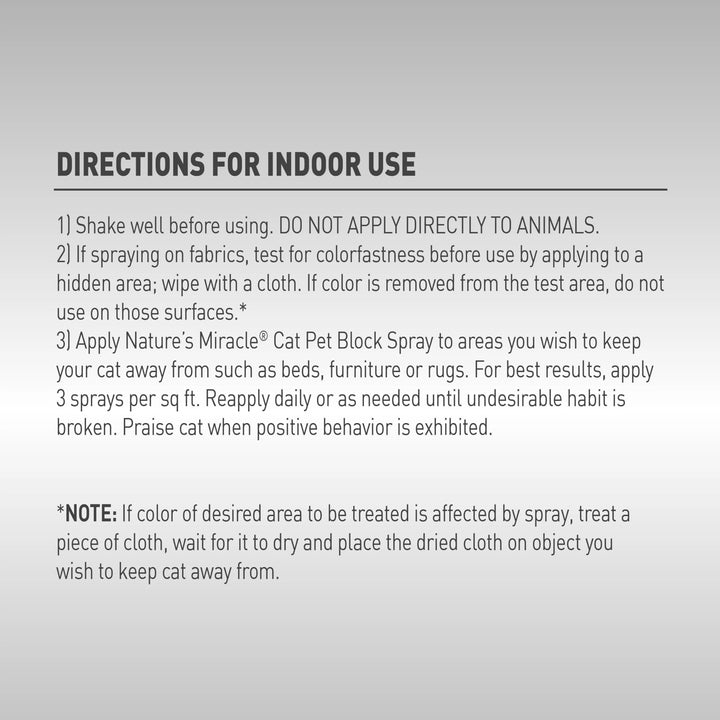Nature's Miracle Cat Pet Block Repellent Spray, 8 oz
