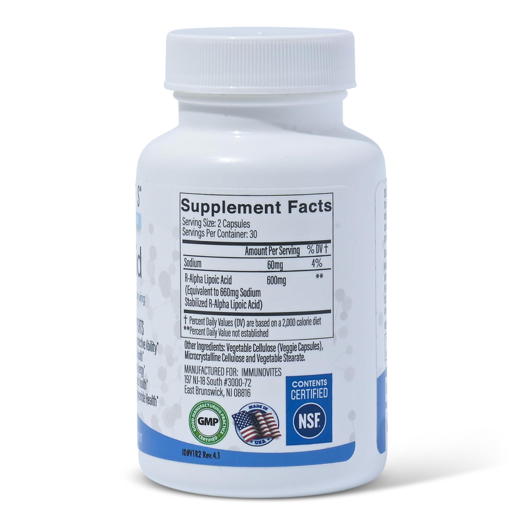 IMMUNOVITES R-Alpha Lipoic Acid 600 mg, 1 Bottle