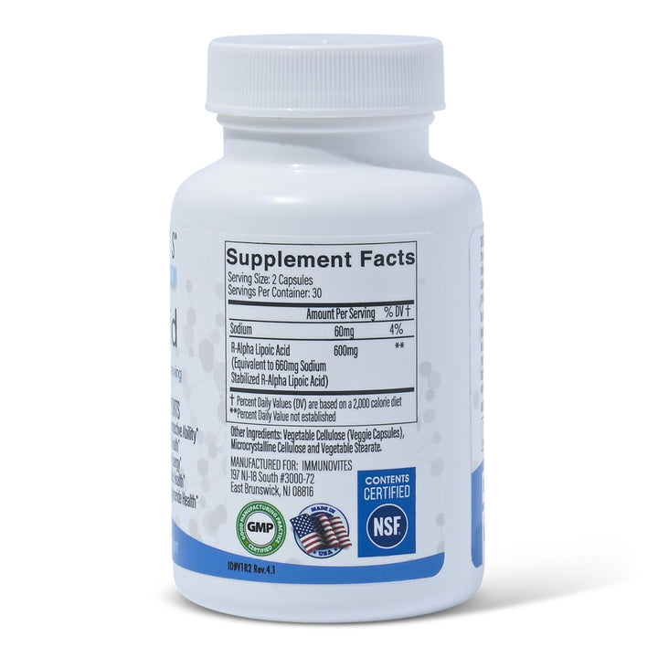 IMMUNOVITES R-Alpha Lipoic Acid 600 mg, 1 Bottle