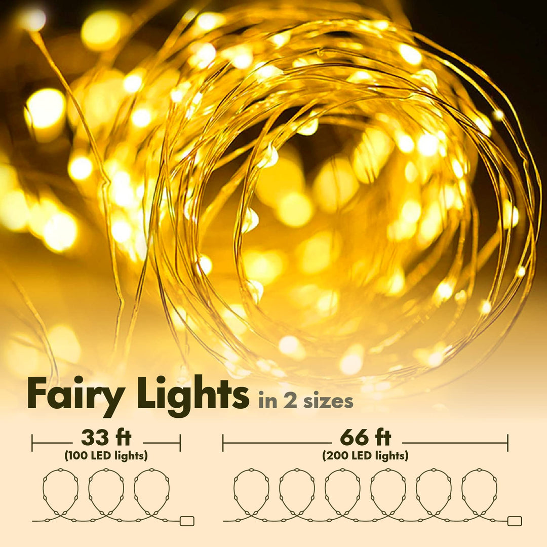 Twinkle Star LED String Lights, Warm White, 33 ft