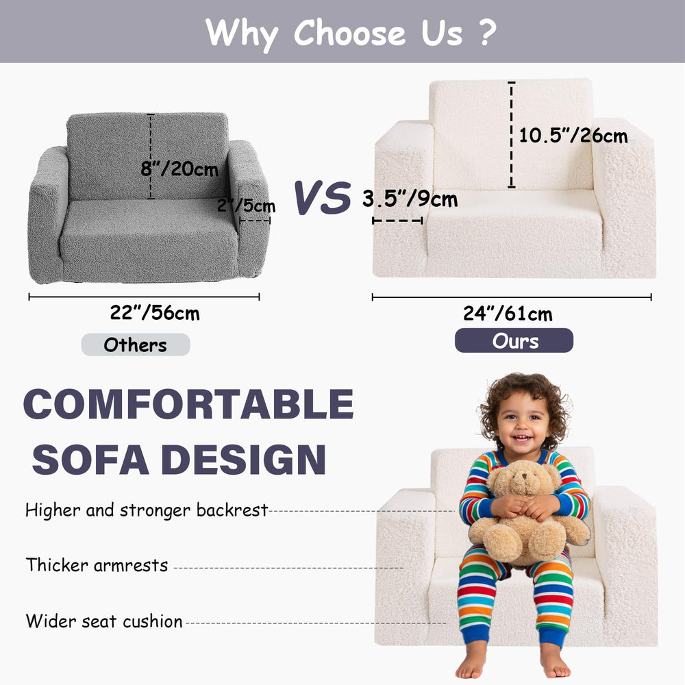TIITA 2-in-1 Kids Sofa And Chair With Removable Cover And Handle