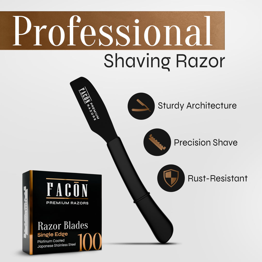 FACON Straight Edge Barber Razor, 10 Count