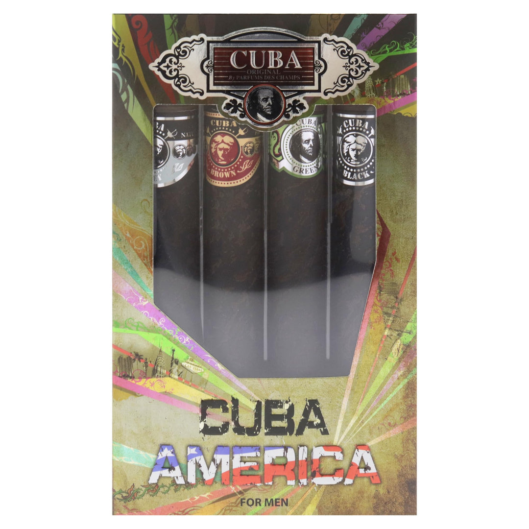 Cuba America 4-Piece Set, Black Brown Green Grey, 4 x 35 ml