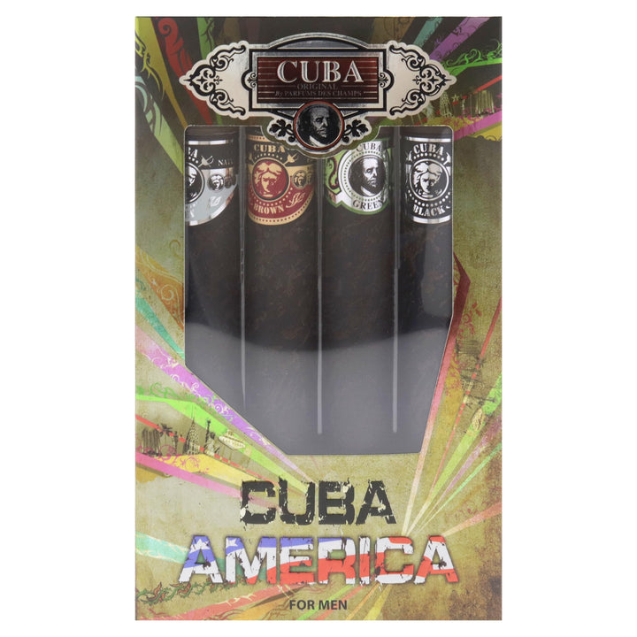 Cuba America 4-Piece Set, Black Brown Green Grey, 4 x 35 ml
