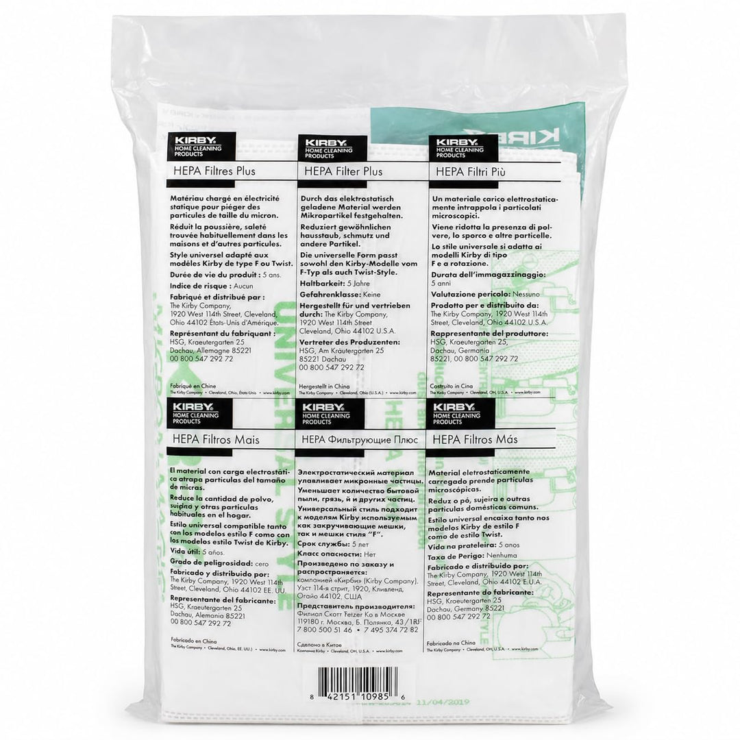 Kirby Micron Magic HEPA Filter Plus Bags, White, 6 Count