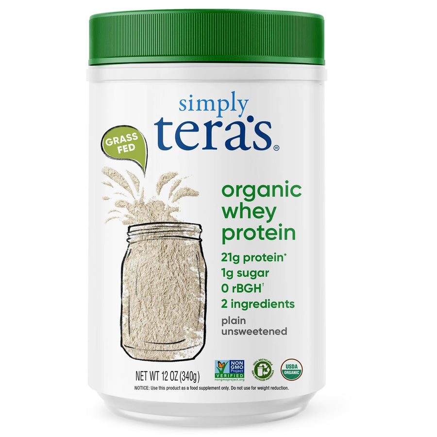 Simply Tera's Organic Whey Protein Powder, Plain Unsweetened, 12 oz