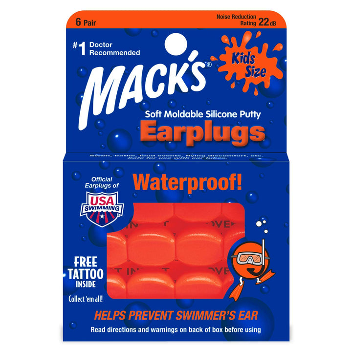 Mack's Soft Moldable Silicone Putty Ear Plugs, Kids Size, 6 Pair