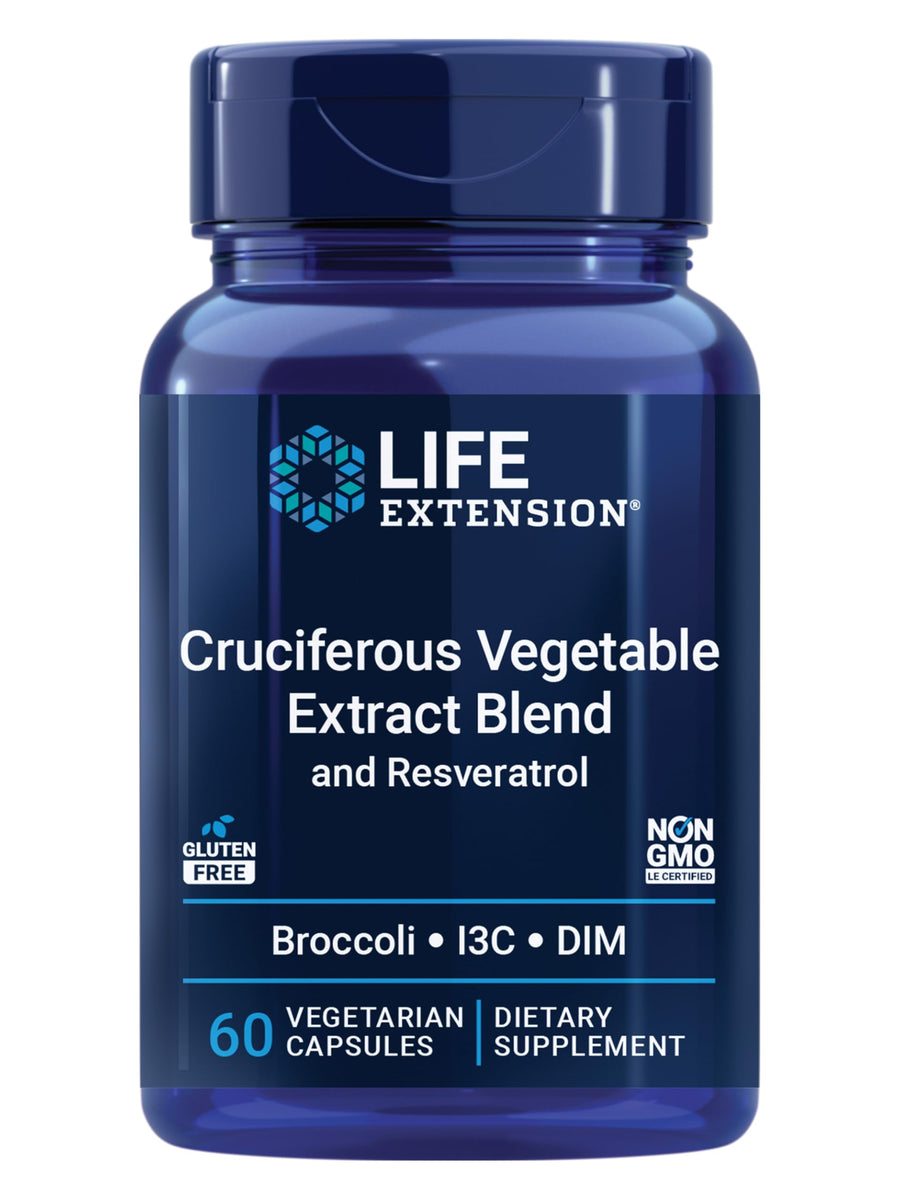 Life Extension Triple Action Cruciferous Vegetable Extract, Resveratrol, 60 Count