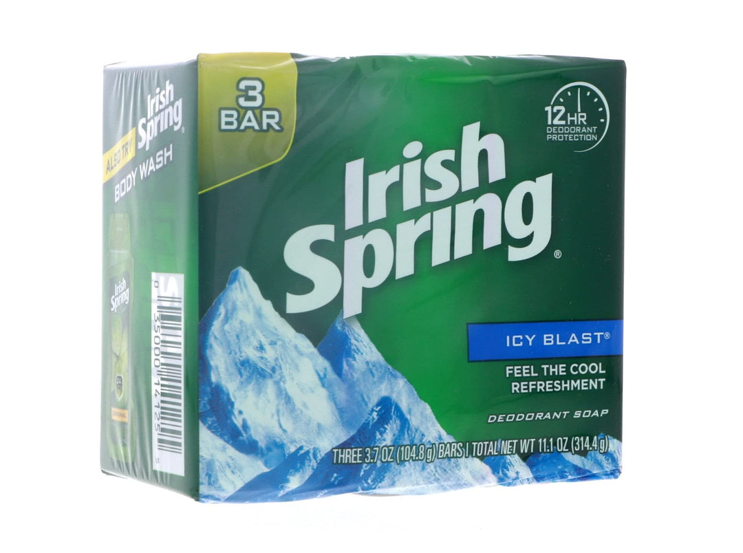Irish Spring Deodorant Bar Soap, Icy Blast, 3.75 oz, 3 Count
