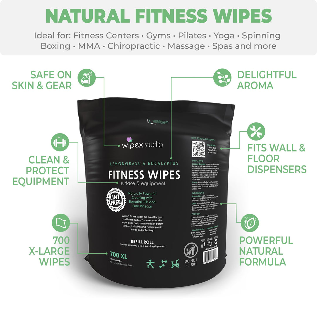 Wipex Gym Equipment Cleaning Wipes, Lemongrass, 700 Count