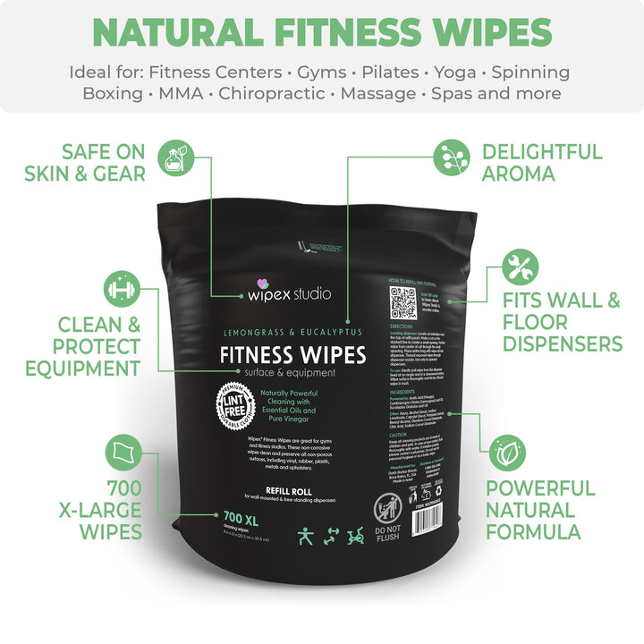 Wipex Gym Equipment Cleaning Wipes, Lemongrass, 700 Count