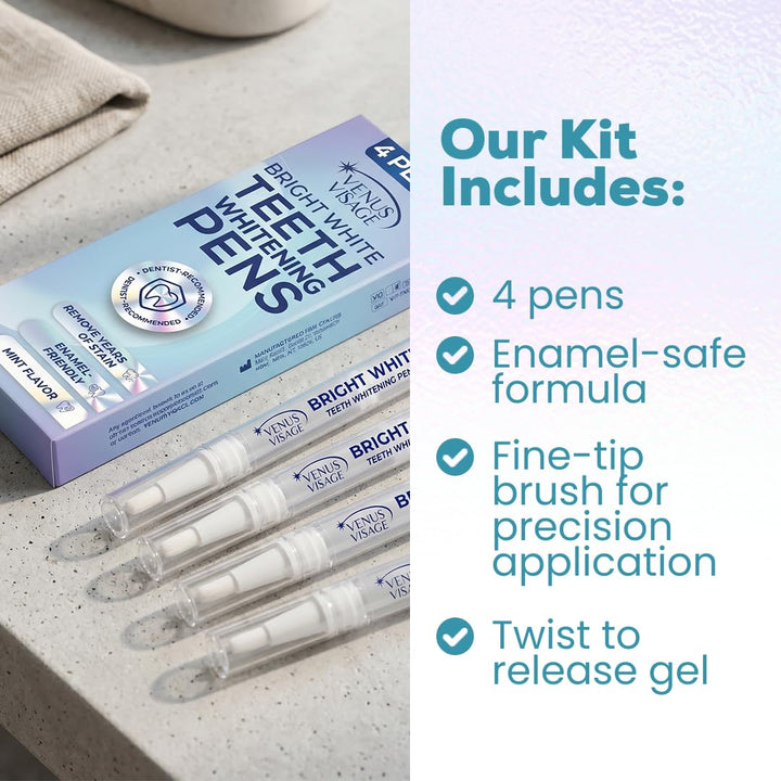 VENUS VISAGE Teeth Whitening Pen and Tooth Polishing Kit, Pack of 2