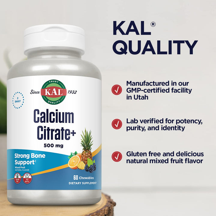 KAL Calcium Citrate Chewable, 60 Count