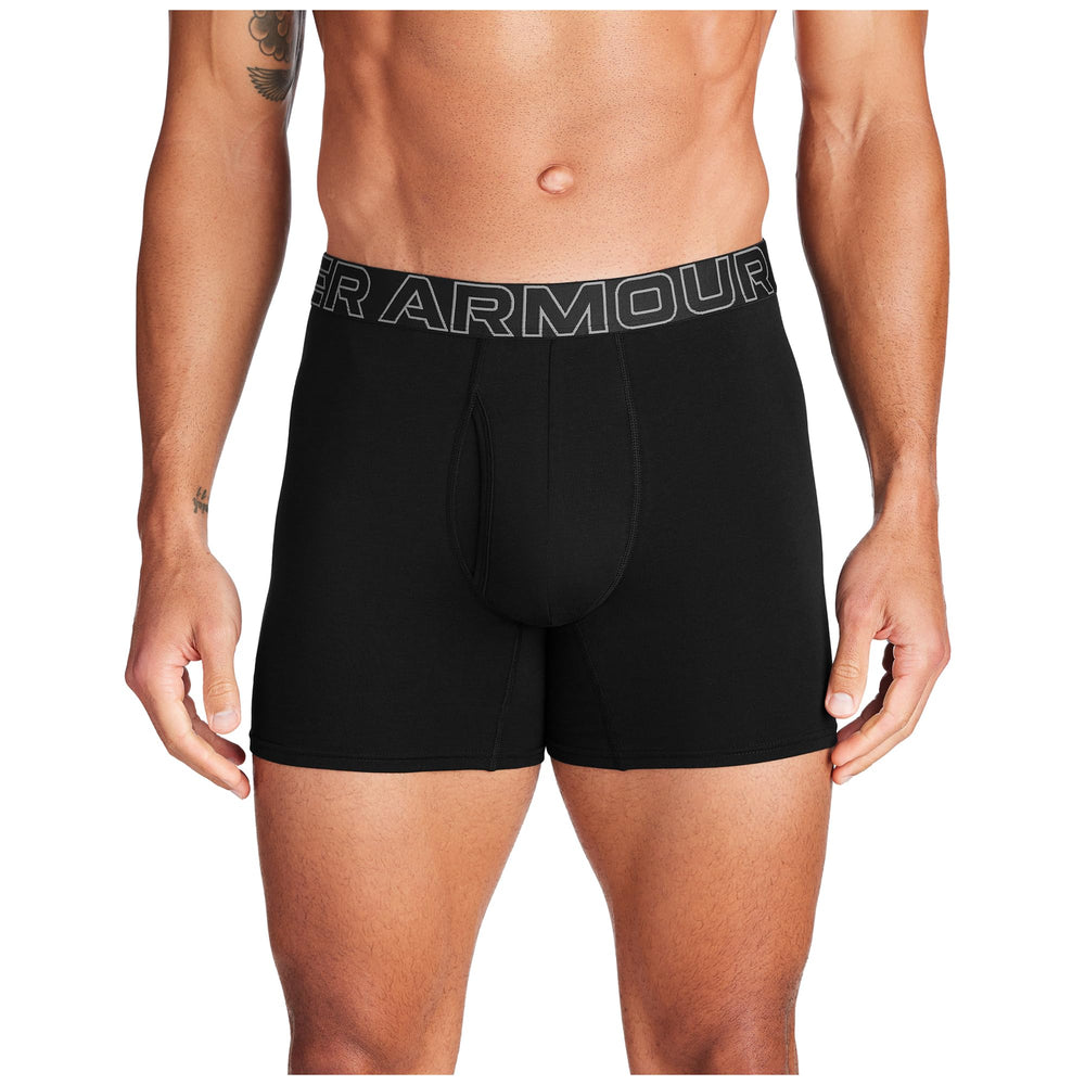 Under Armour Men's Cotton Boxerjock Brief Underwear, Black Solid, Medium, 3 Count