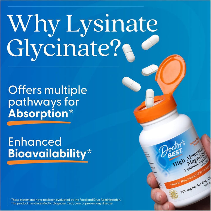 Doctor's BEST Magnesium Glycinate Lysinate, 120 Count