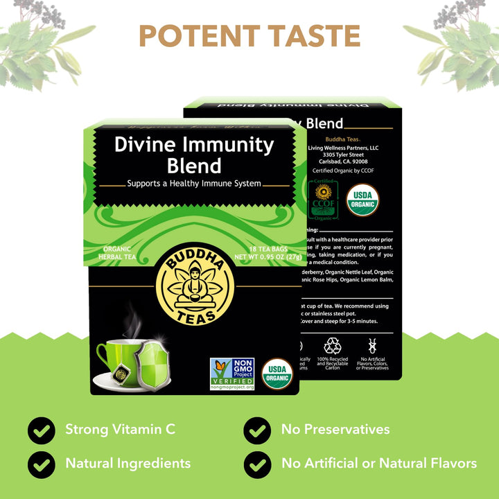 Buddha Teas Organic Divine Immunity Blend Herbal Tea, Caffeine Free