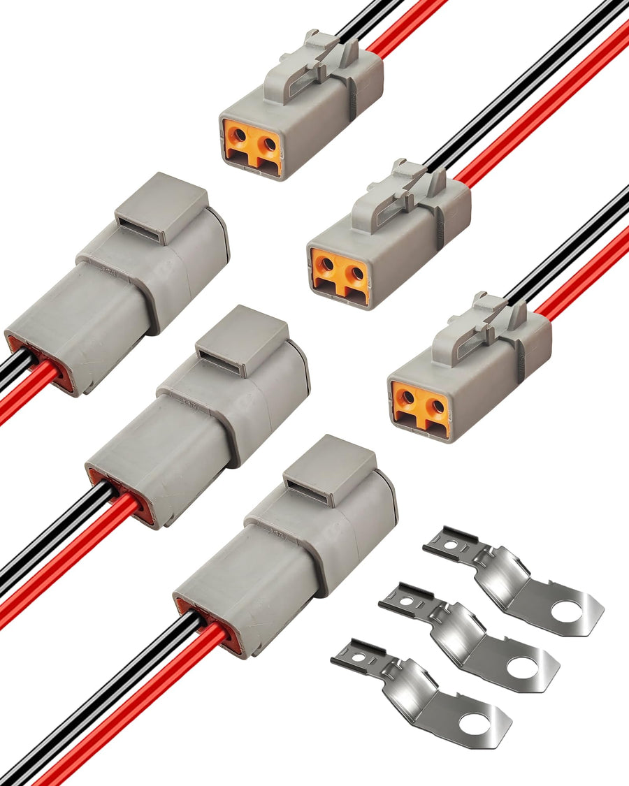 PLUXPAER 12 AWG 2 Pin DTP Waterproof Electrical Connector, 3 Count