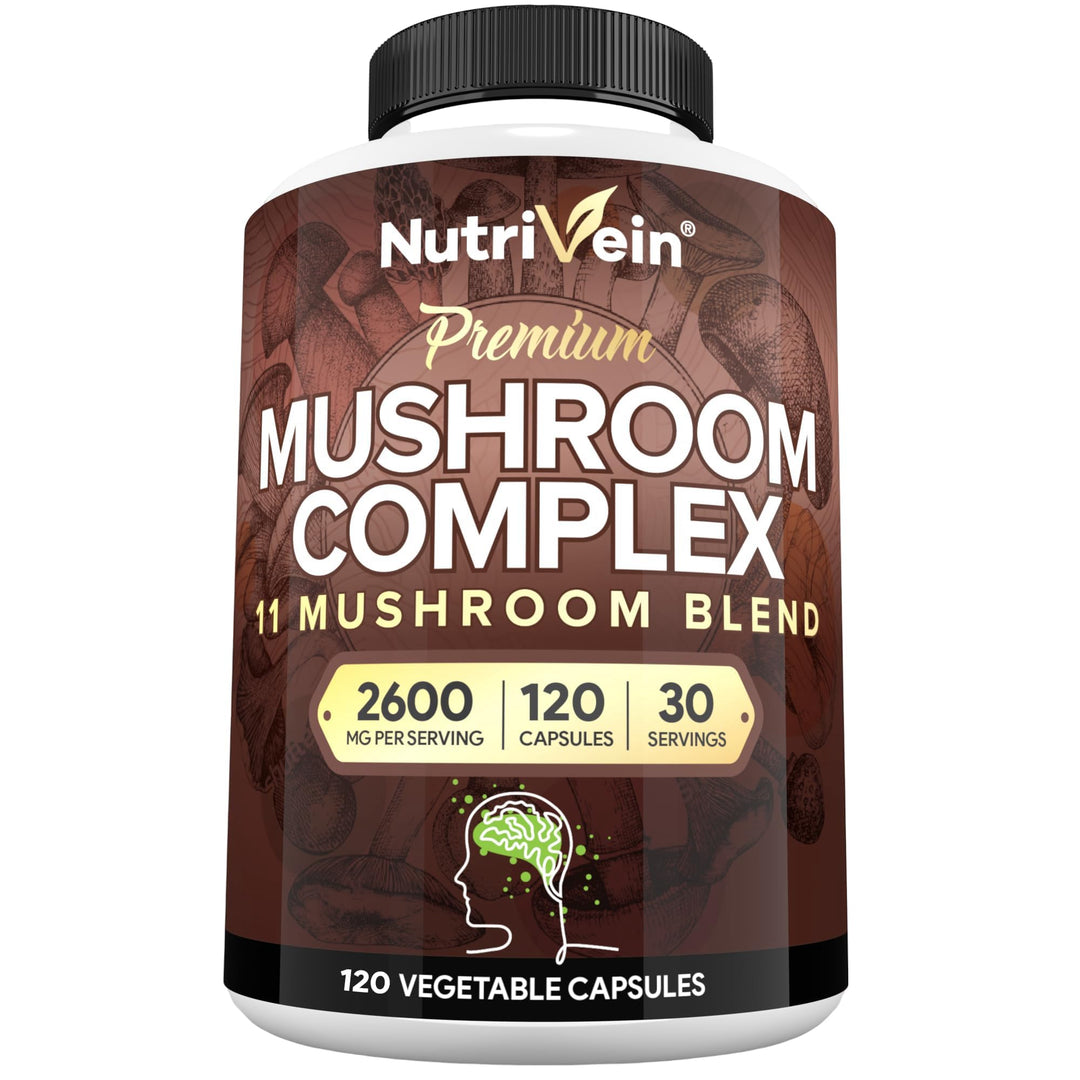 Nutrivein Mushroom Supplement, 2600 mg, 120 Count
