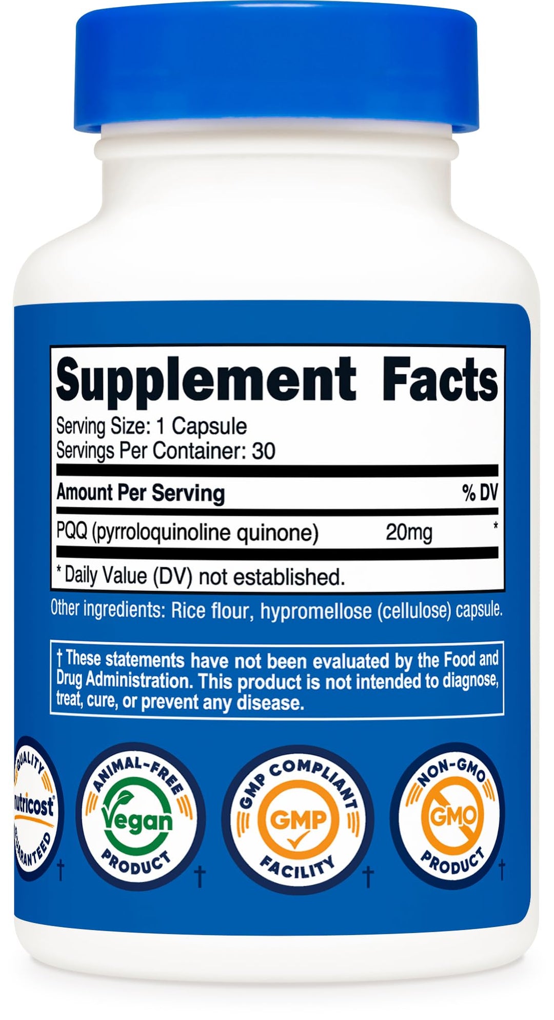 Nutricost PQQ Pyrroloquinoline Quinone, 20 mg, 30 Count