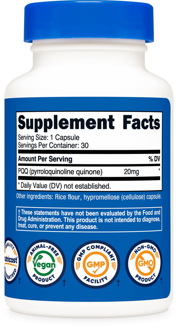 Nutricost PQQ Pyrroloquinoline Quinone, 20 mg, 30 Count
