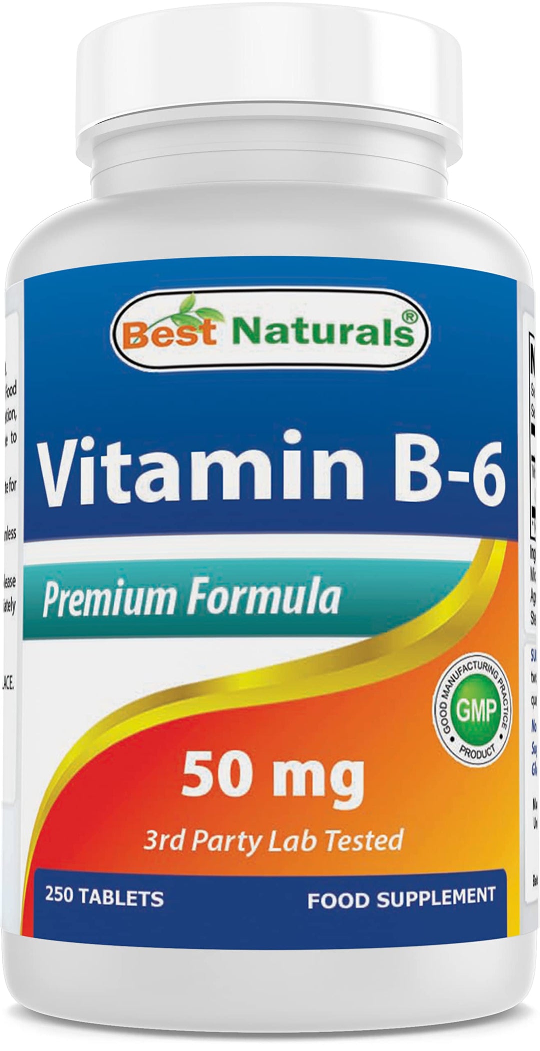 Best Naturals Vitamin B6 Tablets, 50 mg, 250 Count