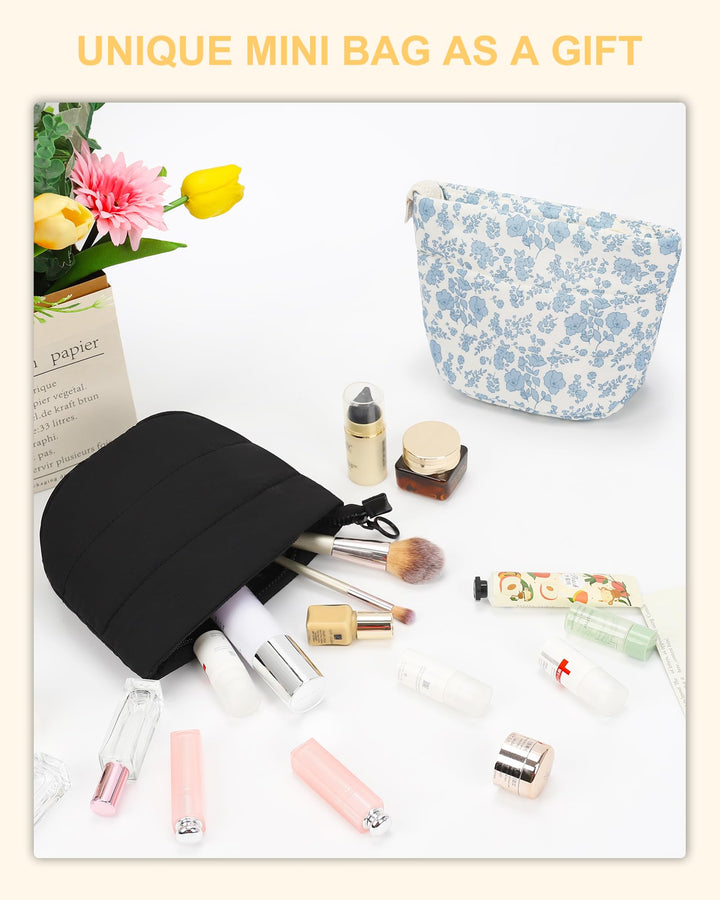 Relavel Travel Makeup Bag, Black, Small