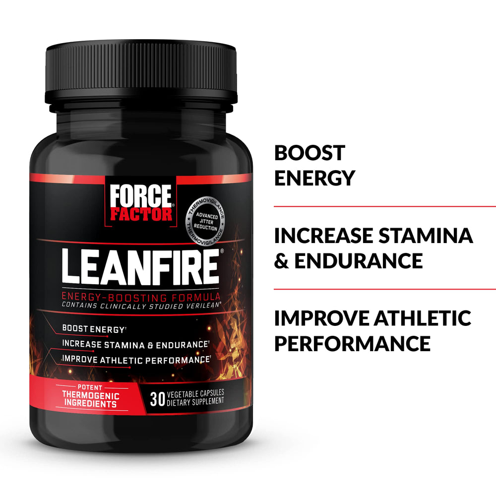 Force Factor LeanFire Pre Workout Energy Pills, Black, 30 Count