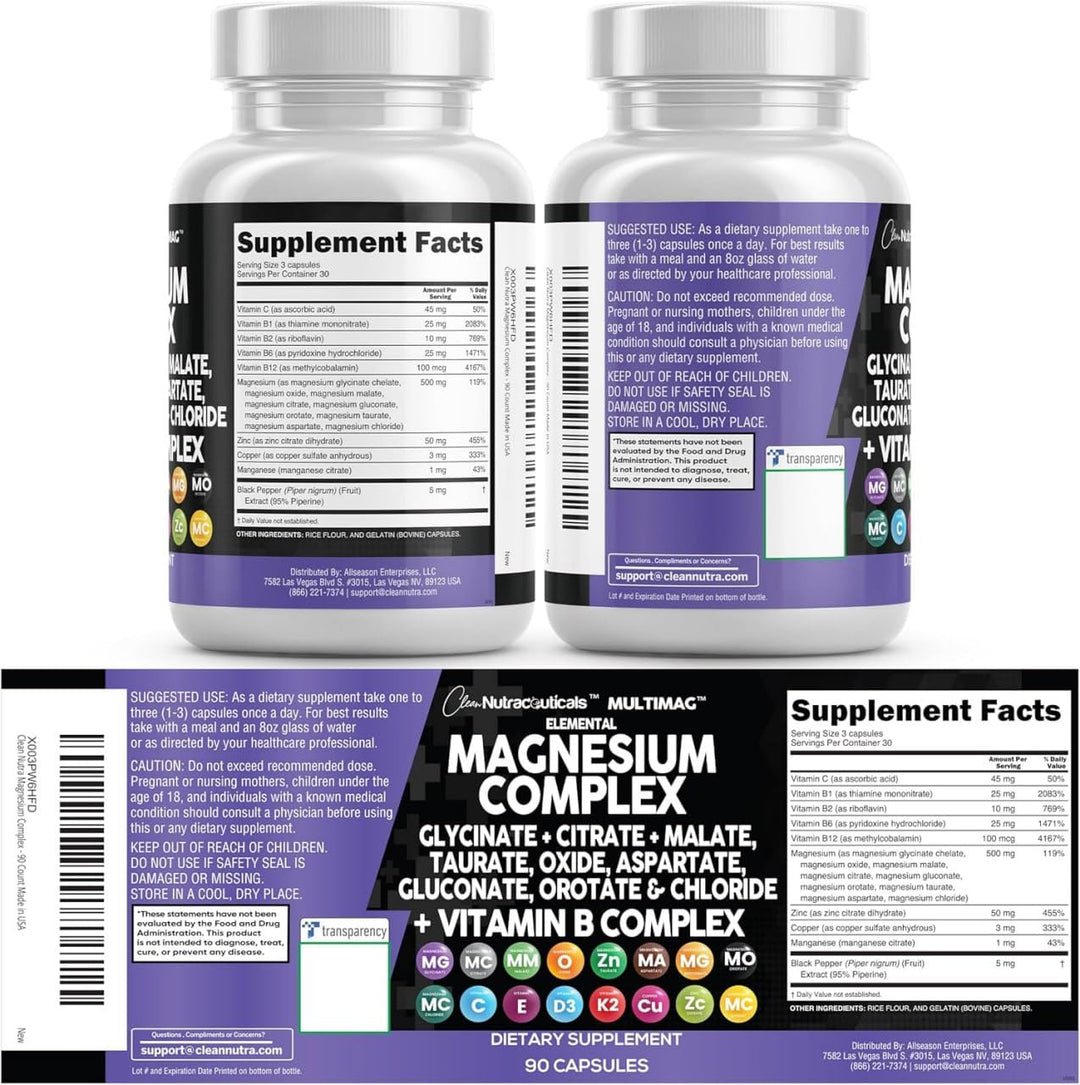 Clean Nutraceuticals Magnesium Complex 2285 mg, 90 Count