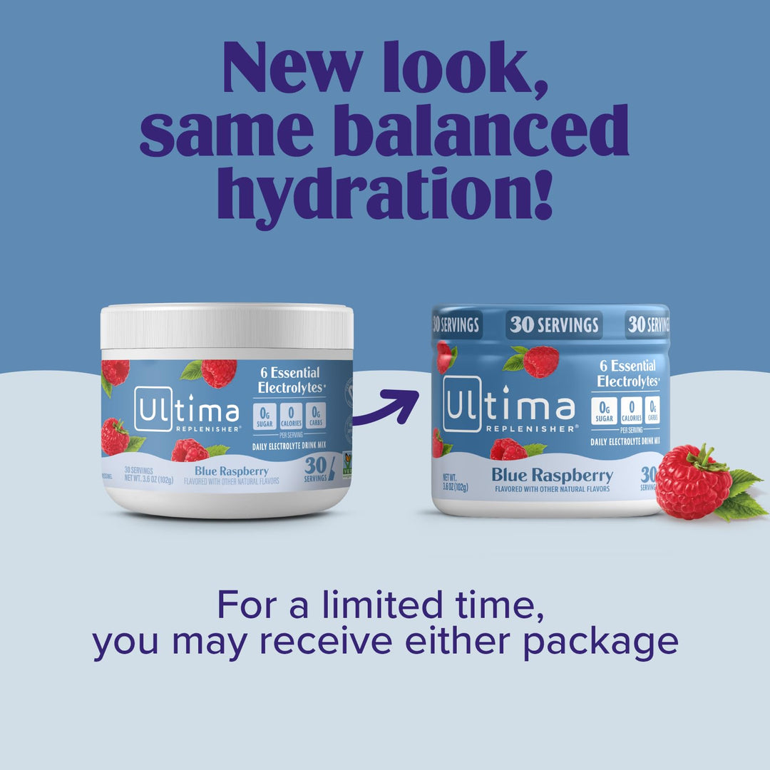 Ultima Replenisher Electrolytes Powder, Blue Raspberry, 30 Count
