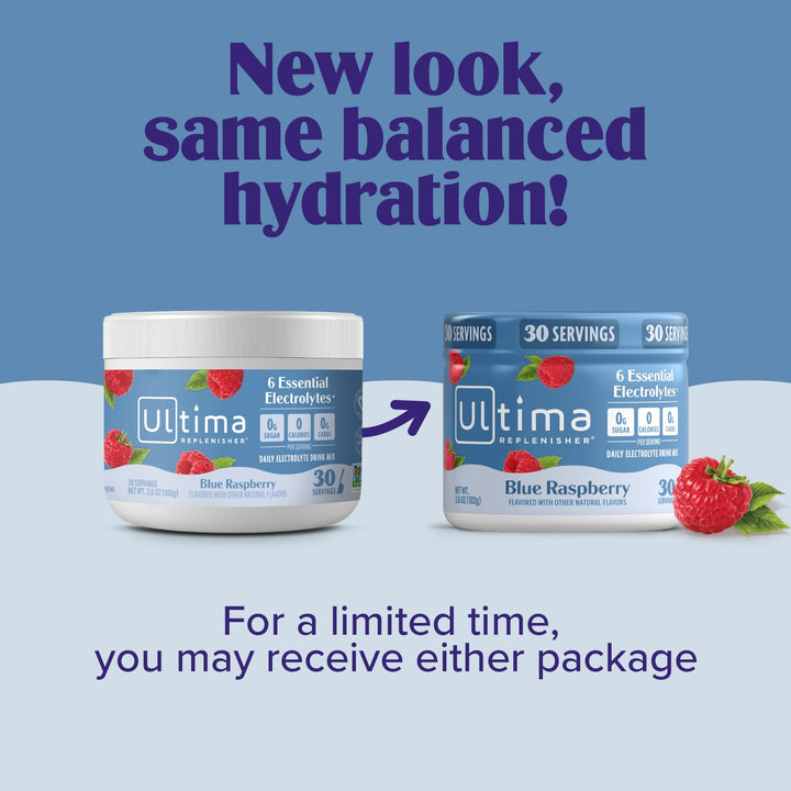 Ultima Replenisher Electrolytes Powder, Blue Raspberry, 30 Count