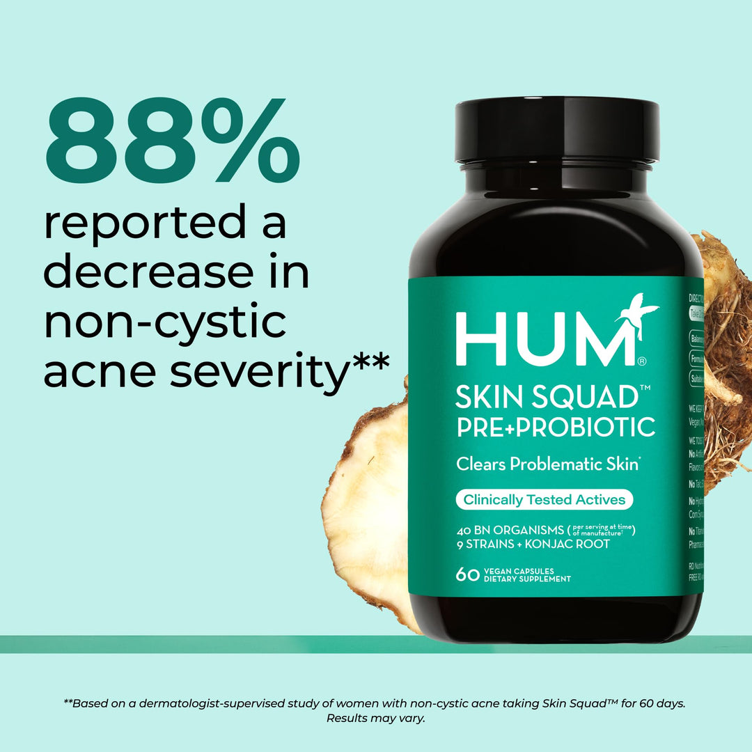 HUM Skin Squad Probiotic & Prebiotic, 60 Count